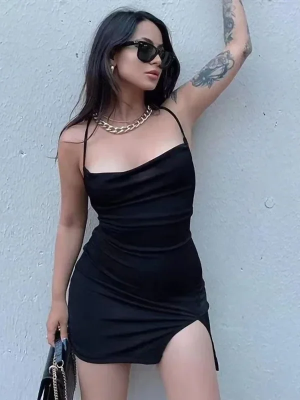 Chic Backless Black Mini Dress for Effortless Summer Style