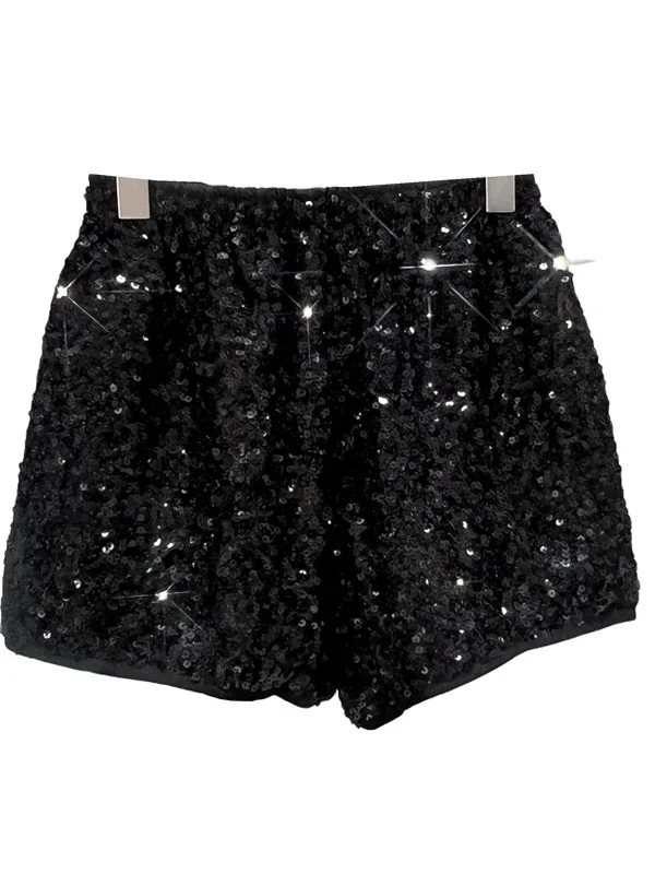 Sparkling High-Waisted Sequined Shorts for Chic Comfort