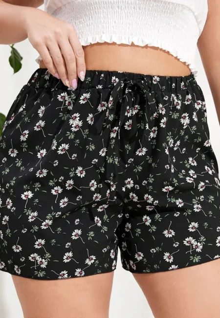 Floral Knot Shorts for Plus Sizes | Summer Boho Elegance