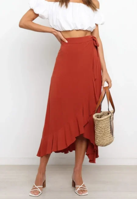 Luxe Lace-Up Empire Waist Midi Skirt - 7 Stunning Colors