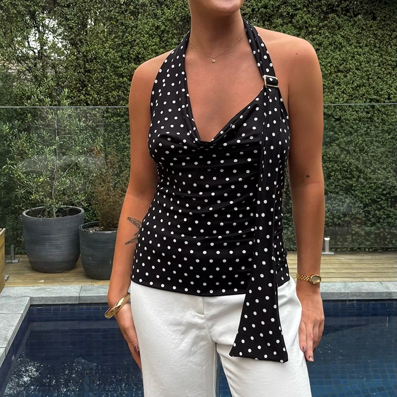 kf-S87e4c9a4bde14994abed0856d754a2d2J Vintage Polka Dot Backless Halter Crop Top for Summer Vibes