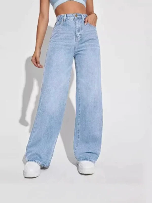 new women's wear European and American loose Denim wide leg pants ming high waist all-match jeans for women