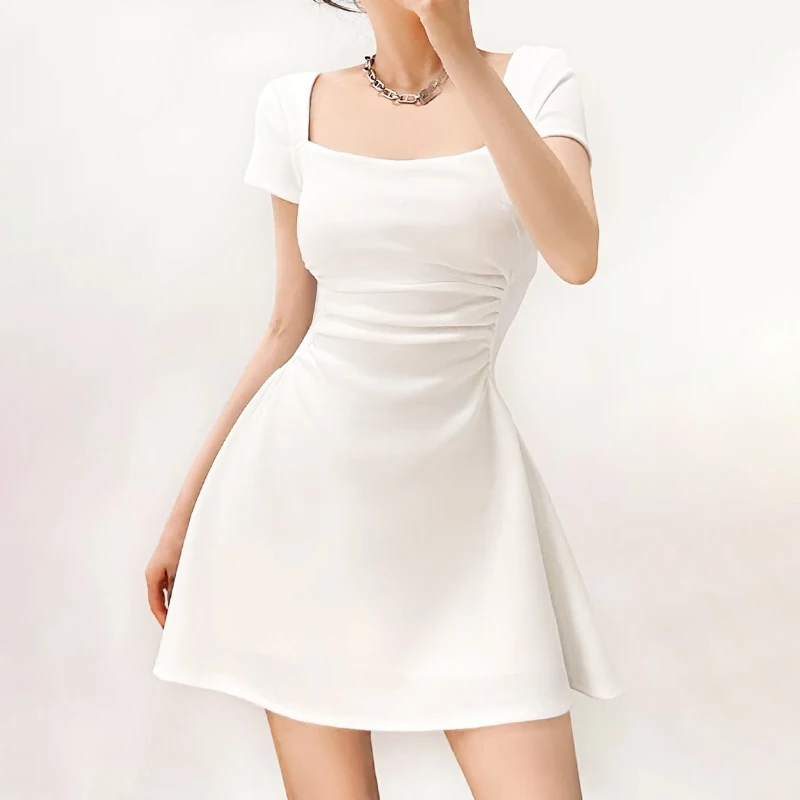kf-S8bc07744ec6d43ac8dd7e0c727ff1c40P Vintage Square Collar White Mini Dress - Summer A-Line Style