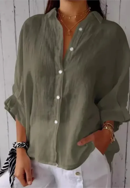 Elegant Tie-Back Cotton Linen Shirt for Women - Summer Style