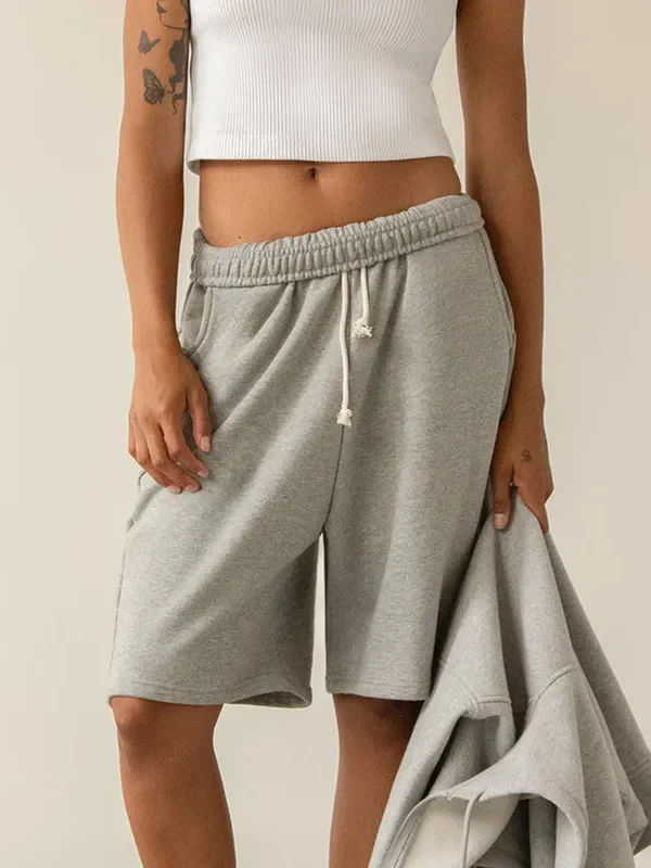 Luxe Wide-Leg Bermuda Sweat Shorts - Trendy Summer Comfort