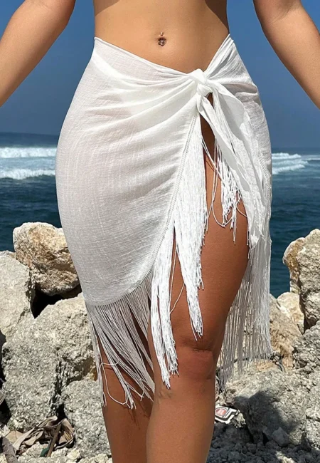 Boho Tassel Sarong Beach Wrap High Waist Summer Cover Up