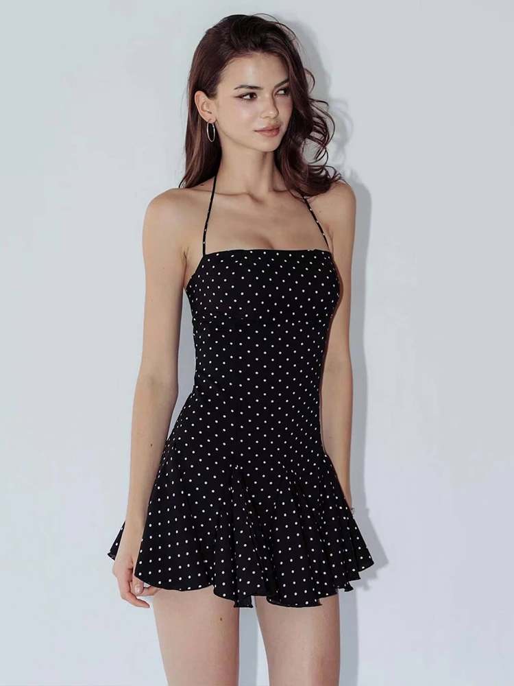 kf-S8f36bb6950d44b4bac560a0b795f9363s Elegant Black Polka Dot Mini Dress - Halter Backless Charm