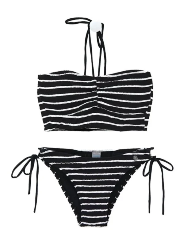 Korean Sle Bikini Women's Two-Piece Swimsuit Striped Strapl Swimwear Breathable Spandex Fabric Bal Design