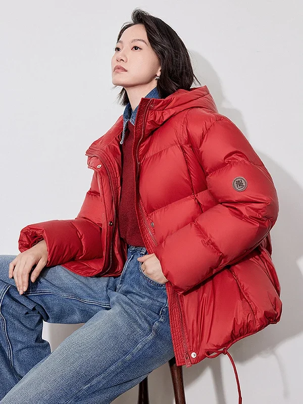 TOYOUTH Women Hooded Down Jacket  Winter New Color Blocking Splicing Waterproof Thicking Warm Bread Jacket