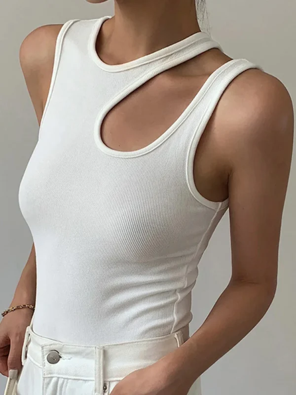 Casual y2k White Cut Out Women's Tank Tops Sleeveless  T Shirts Female Clothing  Summer Fashion crop top women camisetas