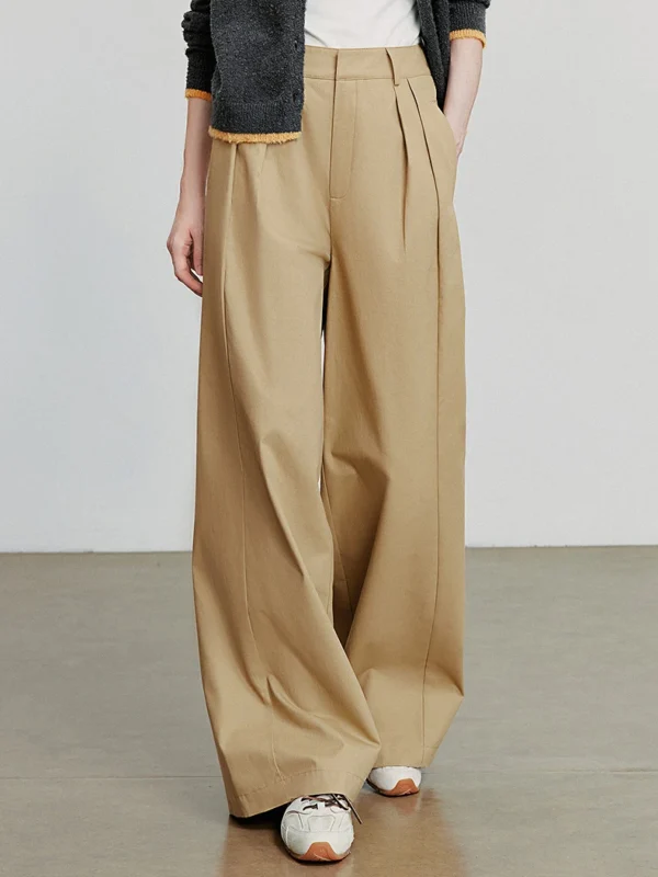 Ginger Yellow Wide Leg Cotton Pants for Effortless Style