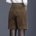 Chic Women's High Waist Corduroy Wide Leg Split Pocket Shorts - Image 2