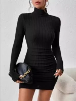 Chic Turtleneck Bodycon Mini Dress for Elegant Autumn Nights