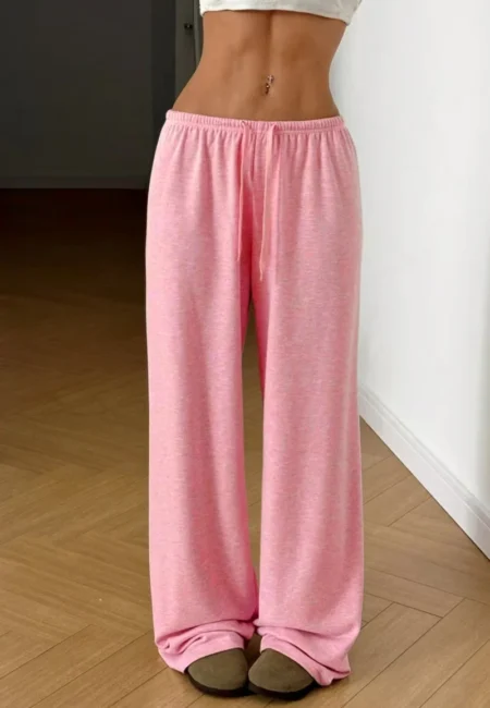 Luxe High-Waist Wide Leg Pants - Stretchy Drawstring Comfort