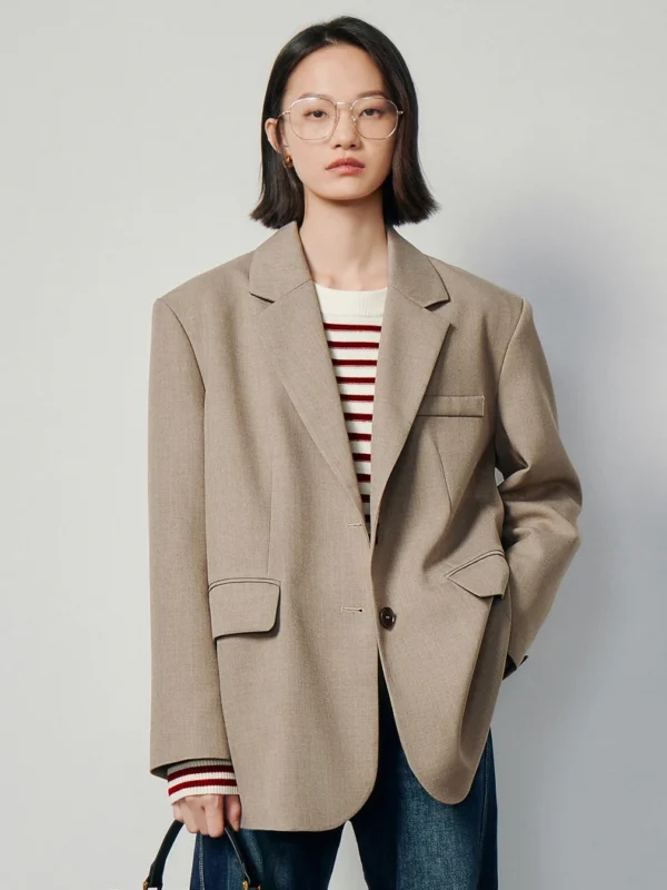 TOYOUTH  Women Blazer Jacket Spring New Oversize Back Split Hem Solid Color Office Lady Fashion Casual Suit