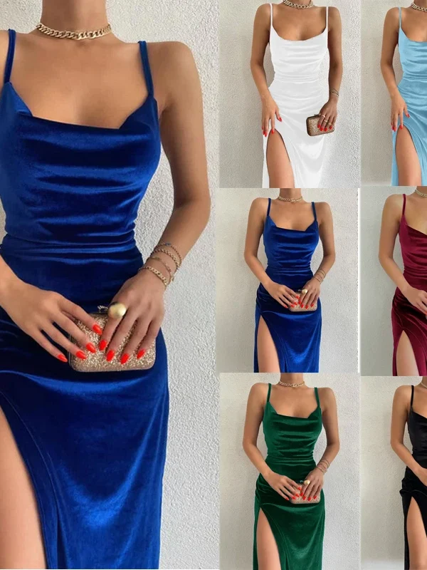Chic Velvet Maxi Dress with Slit for Effortless Elegance