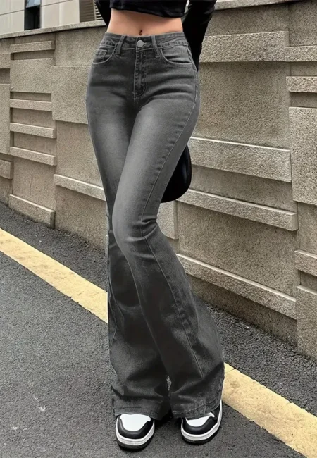 High-Waisted Flare Moustache Jeans for Stylish Women