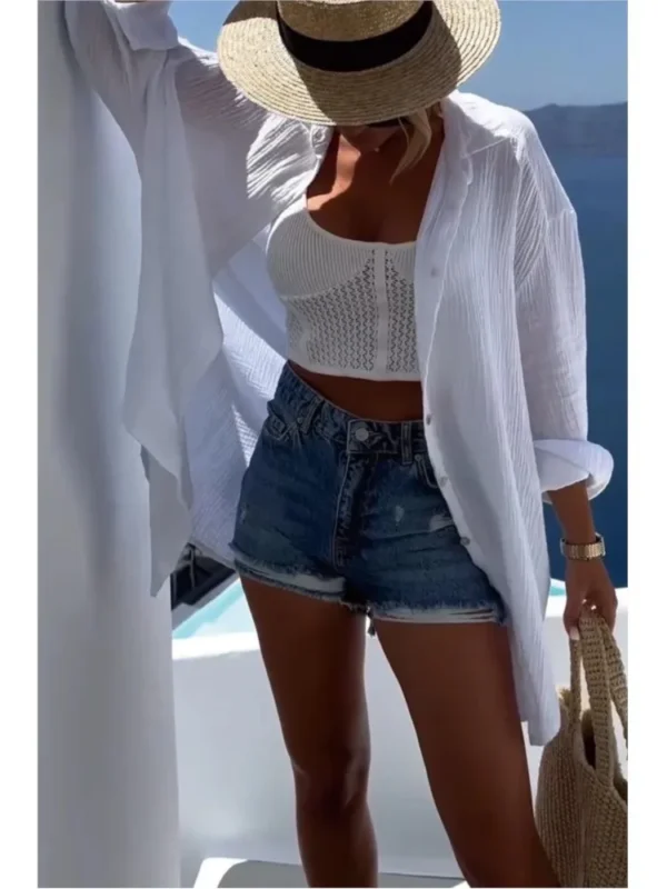 Casual Bright Sequin Evil Eye Shirt Women Summer Fashion Evil Eye Shirt Long Sleeve Loose Blouse and Shirts Streetwear Turn-down Collar Cotton Tops