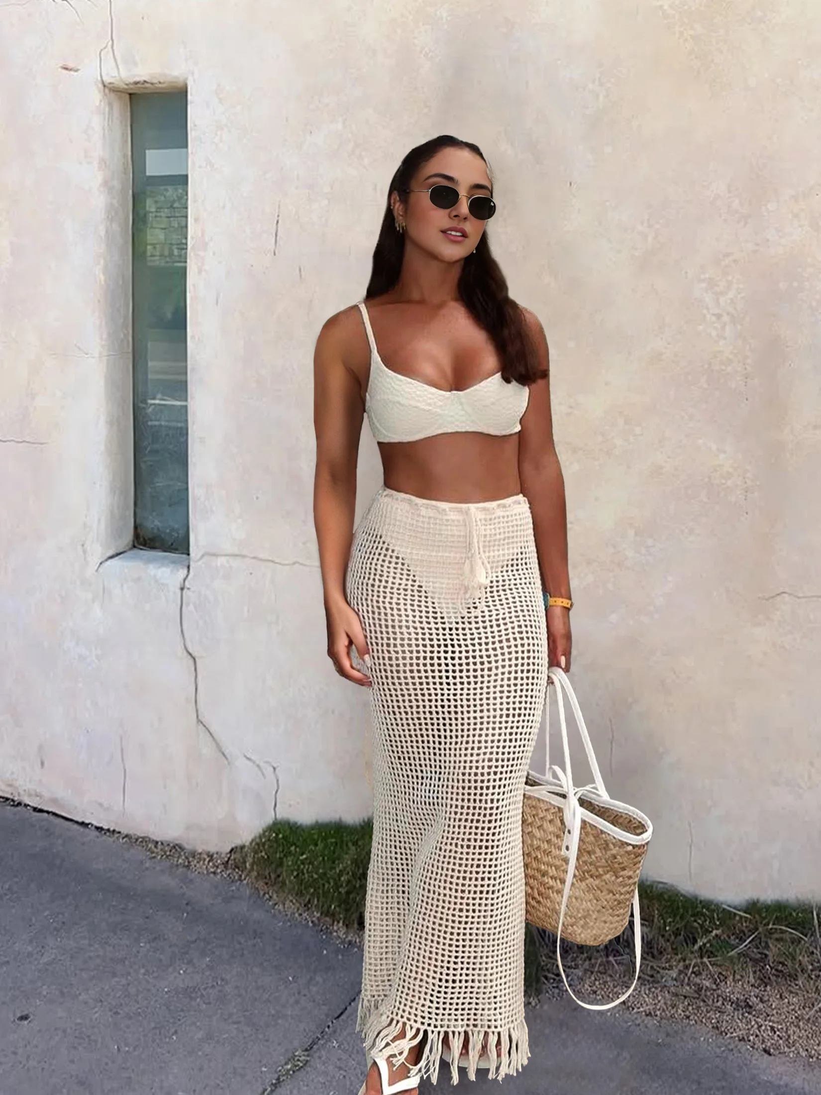 kf-S9f0acd9056a54e829510e0eb48b8271an Trendy Cut-Out Knit Beach Skirt - Summer Resort Wear Essential