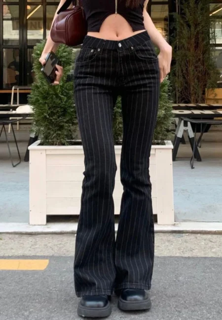 Y2 K Bootcut Jeans with Stretch - Retro Low Rise Flared Denim