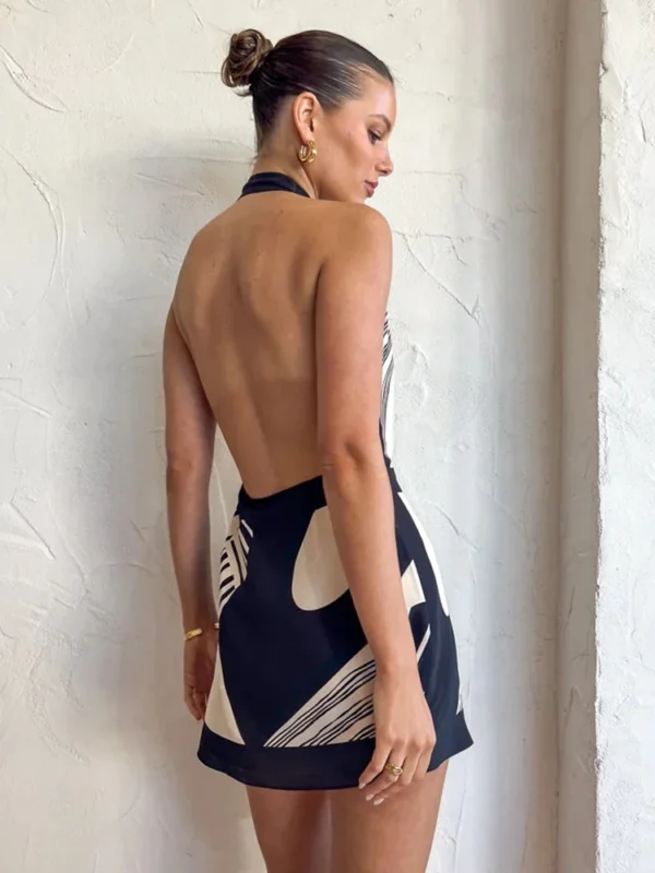 Chic Backless A-Line Dress with Halter Neck for Women
