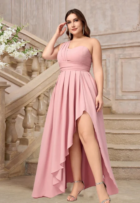 Elegant Plus-Size Pleated Dress for Summer Parties