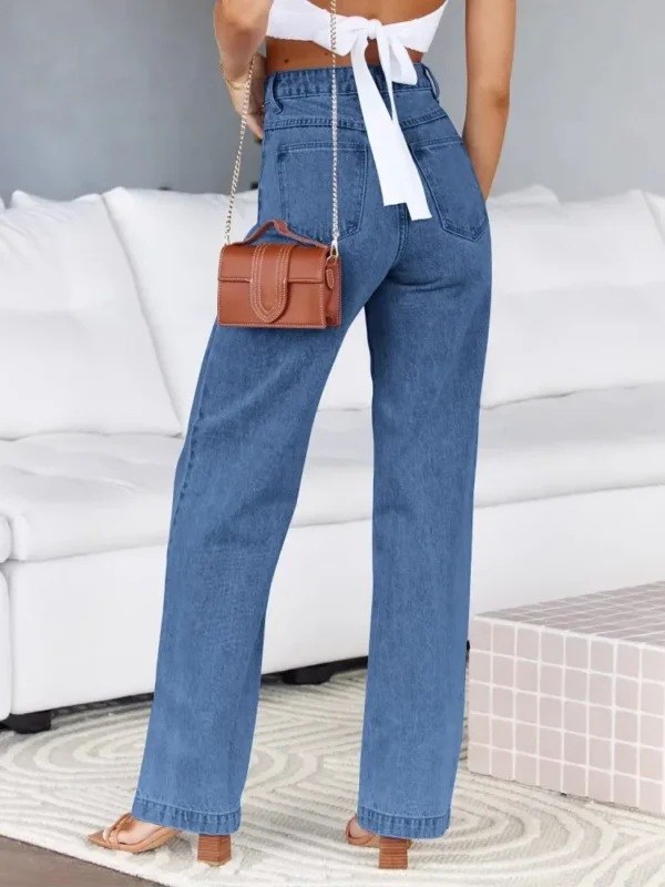 Elegant Stretchable Wide-Leg Jeans for Effortless Style