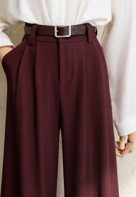 Luxe Pleated Wide Leg Pants - Professional Office Trousers