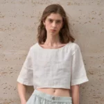 Chic Summer Linen Crop Top for Women - Casual Elegance - Image 2