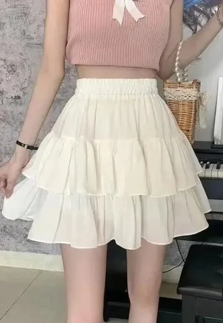 Breathable Polyester Pleated Mini Skirt with Elastic Waist