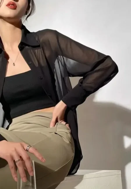 Elegant Chiffon Blouse for Women - Sun Protection Top