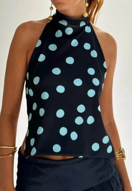 Boho Backless Halter Tank Top for Trendy Summer Vibes