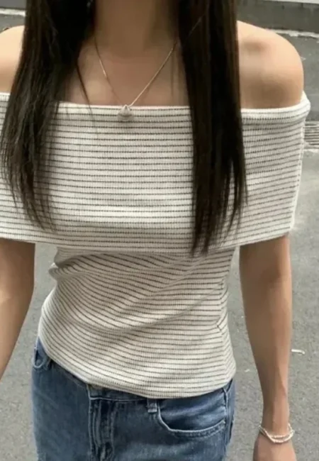 Korean-Inspired Backless Striped Summer Tank Top for Women