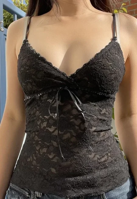 Y2 K Fairycore Lace V-Neck Camisole - Summer Coquette Vibes