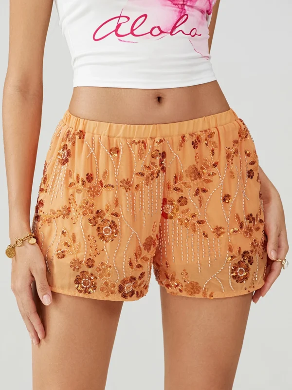 Chic Sequin Mini Shorts for Women - Summer Elegance & Comfort