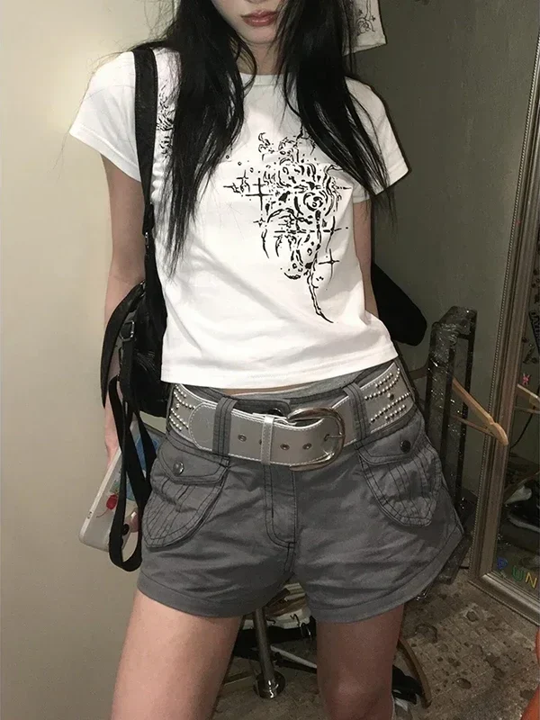 Chic Y2 K Gray Cargo Shorts for Trendy Summer Vibes