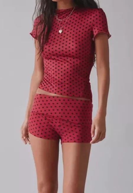 Polka Dot Low Rise Mini Shorts for Effortless Style