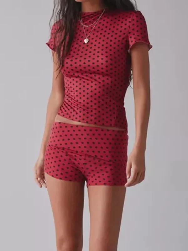 Polka Dot Low Rise Mini Shorts for Effortless Style
