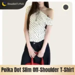 Chic Retro Polka Dot Off-Shoulder T-Shirt for Summer Vibes - Image 2