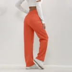 High Waist Women's Straight Leg Pants with Pockets & Comfort - Image 5