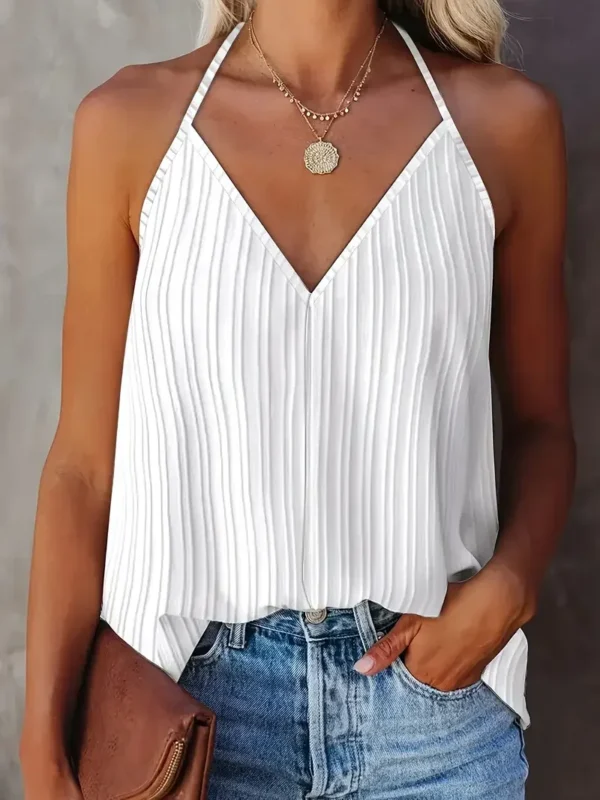 Plus Size V-Neck Halter Tank Top for Effortless Summer Style