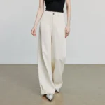 Chic Beige Wide Leg Pants for Women - Eco-Friendly Comfort - Image 2
