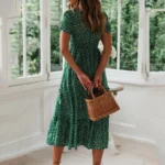 Floral Print Boho Puff Sleeve Chiffon Summer Dress - Image 5