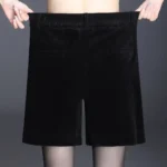 Chic Women's High Waist Corduroy Wide Leg Split Pocket Shorts - Image 4