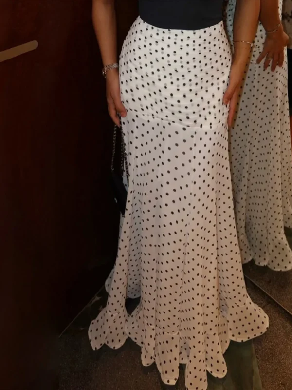 Elegant Polka Dot Chiffon Maxi Skirt for Chic Street Style