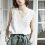 Effortlessly Chic Vintage Linen Tank Top for Summer Days