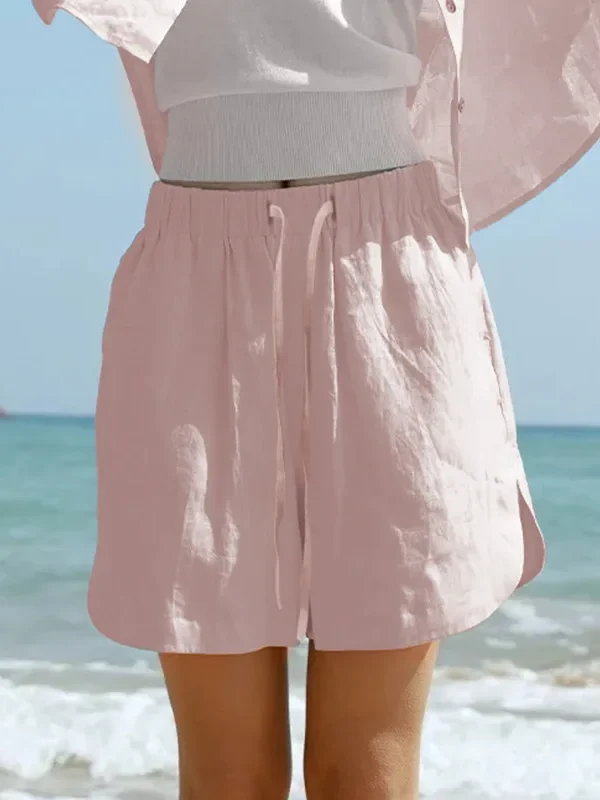 Luxe Linen-Lyocell High Waist Shorts - Breathable Summer Style