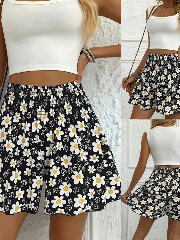 European and American cross-border hot sale floral print shorts women's summer fashion and comfort to wear beach shorts pants