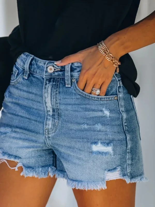 Vintage Distressed Denim Shorts for Trendy Women