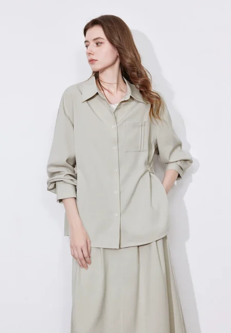 Women's Spring Blouse with Pockets - Soft Stretch Comfort